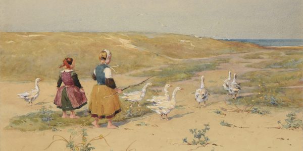 Musée des Beaux-Arts de Reims, Département des Arts Graphiques DOIGNEAU Édouard, En Bretagne : Les petites gardeuses d'oies, Reims, Musée des Beaux-Arts (inv. 907.19.296). Photo : Christian Devleeschauwer
